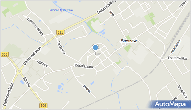 Stęszew, Białego Kazimierza, dr., mapa Stęszew
