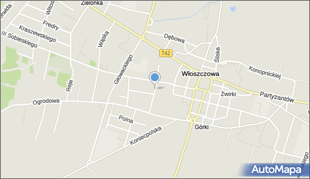 Włoszczowa, Biernackiego Kazimierza, ks., mapa Włoszczowa