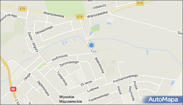 Wysokie Mazowieckie, Białostocka, mapa Wysokie Mazowieckie