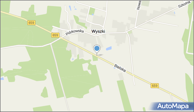 Wyszki powiat bielski, Bielska, mapa Wyszki powiat bielski