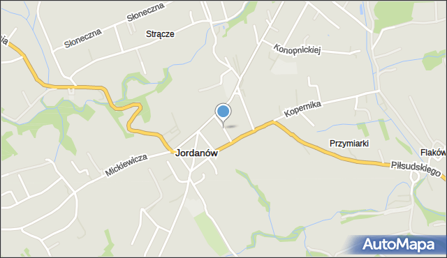 Jordanów powiat suski, bł. ks. Dańkowskiego, mapa Jordanów powiat suski