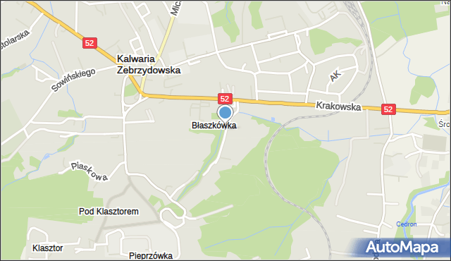 Kalwaria Zebrzydowska, Błażkówka, mapa Kalwaria Zebrzydowska