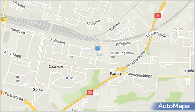 Konin, Błaszaka Kazimierza, mapa Konina