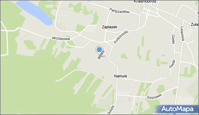 Krasnobród, Bliska, mapa Krasnobród