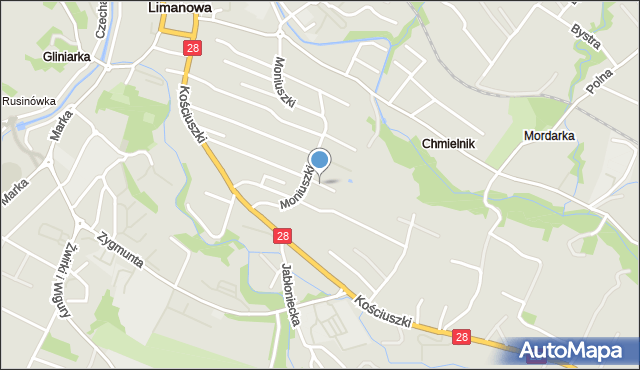 Limanowa, Błotna, mapa Limanowa