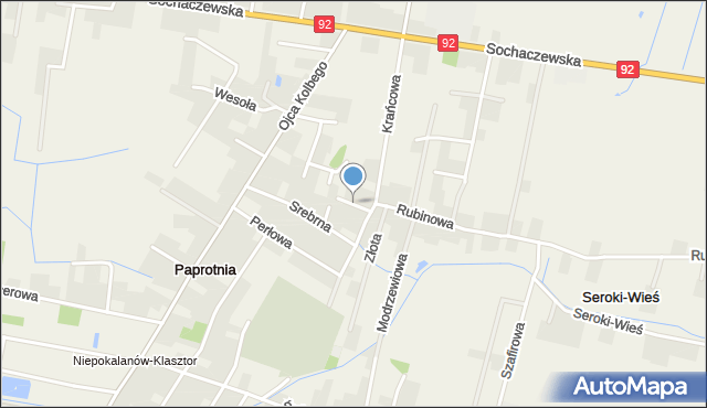 Paprotnia gmina Teresin, Blachnickiego Franciszka, ks., mapa Paprotnia gmina Teresin