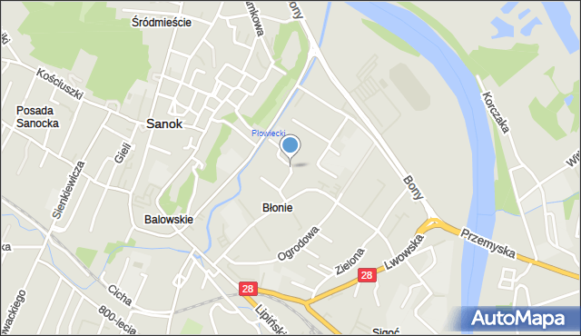 Sanok, Błonie, mapa Sanok