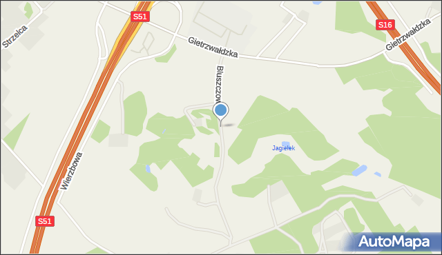 Tomaszkowo, Bluszczowa, mapa Tomaszkowo