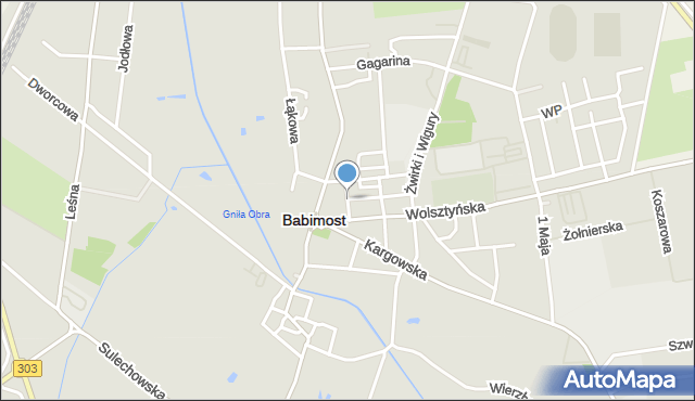 Babimost, Bohaterów, mapa Babimost