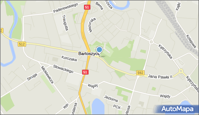 Bartoszyce, Bohaterów Warszawy, mapa Bartoszyce