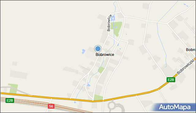 Bobrowice gmina Sławno, Bobrowice, mapa Bobrowice gmina Sławno