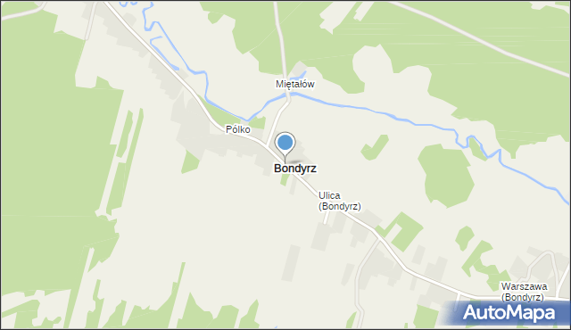 Bondyrz gmina Adamów, Bondyrz, mapa Bondyrz gmina Adamów