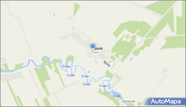 Borki gmina Wodynie, Borki, mapa Borki gmina Wodynie