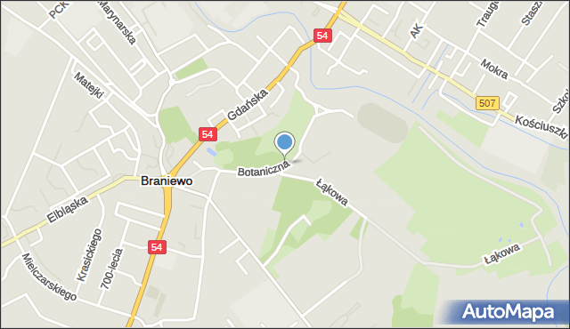 Braniewo, Botaniczna, mapa Braniewo