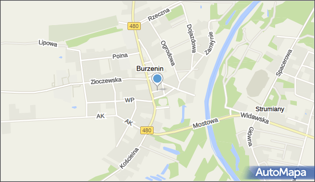Burzenin, Boczna, mapa Burzenin