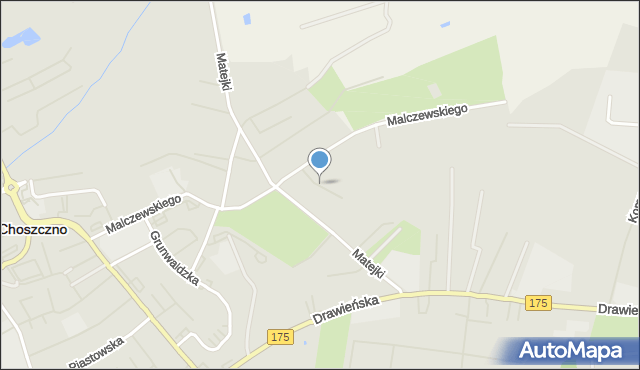 Choszczno, Bociania, mapa Choszczno