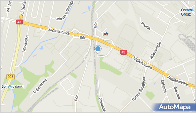Częstochowa, Bór, mapa Częstochowy