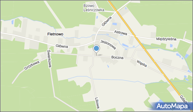 Fletnowo, Boczna, mapa Fletnowo