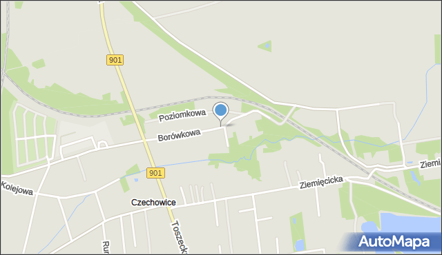 Gliwice, Borówkowa, mapa Gliwic
