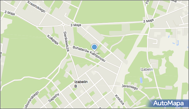 Izabelin B, Bohaterów Kampinosu, mapa Izabelin B