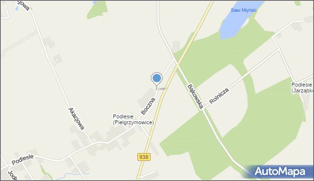 Jarząbkowice gmina Pawłowice, Boczna, mapa Jarząbkowice gmina Pawłowice