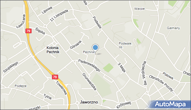 Jaworzno, Boczna, mapa Jaworzno