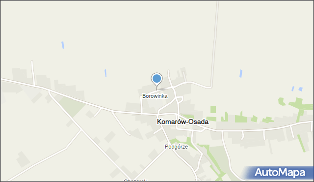 Komarów-Osada, Borowinka, mapa Komarów-Osada