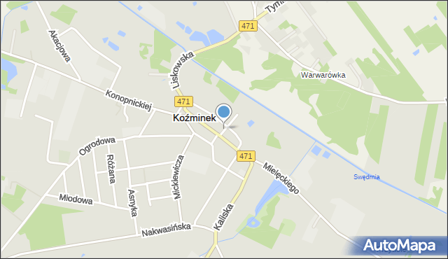 Koźminek powiat kaliski, Bohaterów Getta Warszawskiego, mapa Koźminek powiat kaliski