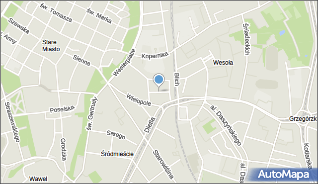 Kraków, Bonerowska, mapa Krakowa