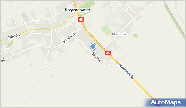 Krzyżanowice powiat raciborski, Boczna, mapa Krzyżanowice powiat raciborski