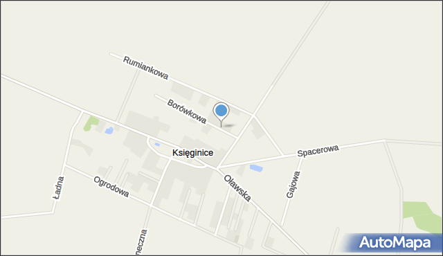 Księginice gmina Kobierzyce, Borówkowa, mapa Księginice gmina Kobierzyce