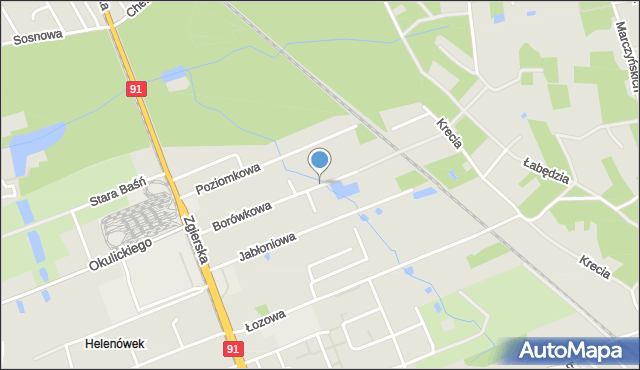 Łódź, Borówkowa, mapa Łodzi