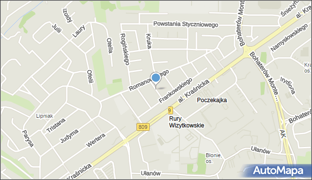 Lublin, Bogdanowicza Kazimierza, mapa Lublina