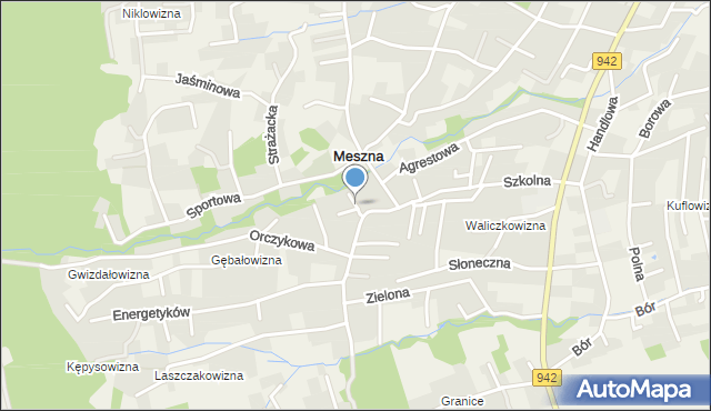 Meszna gmina Wilkowice, Boczna, mapa Meszna gmina Wilkowice