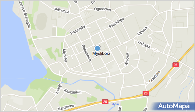 Myślibórz, Bohaterów Warszawy, mapa Myślibórz