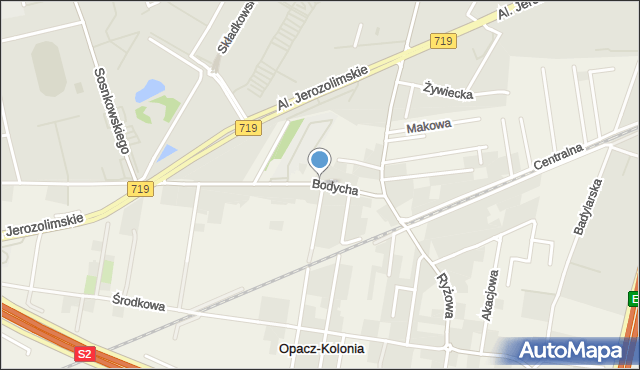 Opacz-Kolonia, Bodycha Stanisława, mapa Opacz-Kolonia