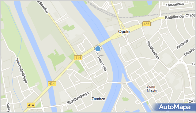 Opole, Bonczyka Norberta, ks., mapa Opola