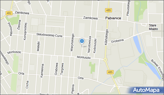 Pabianice, Bohaterów, mapa Pabianic