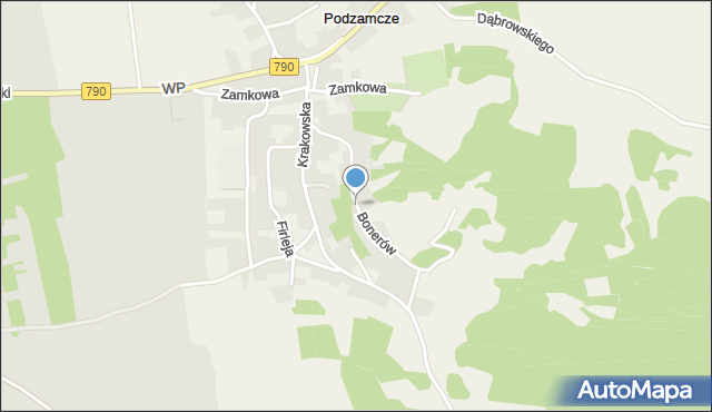 Podzamcze gmina Ogrodzieniec, Bonerów, mapa Podzamcze gmina Ogrodzieniec