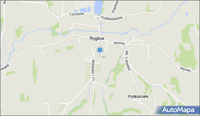 Ryglice, Boczna, mapa Ryglice