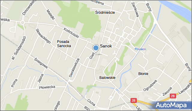 Sanok, Boczna, mapa Sanok