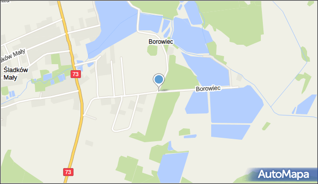 Śladków Mały, Borowiec, mapa Śladków Mały