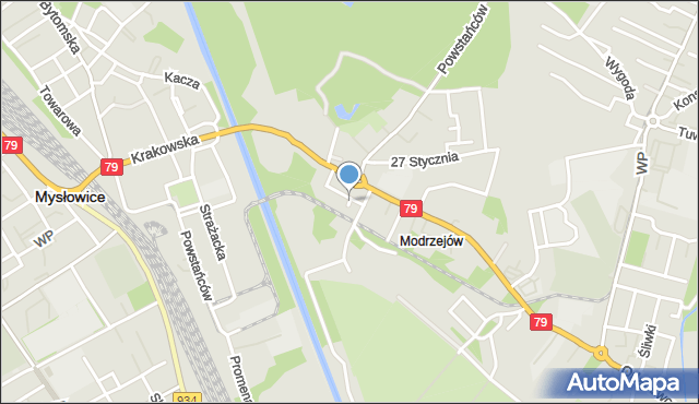 Sosnowiec, Bóźnicza, mapa Sosnowca