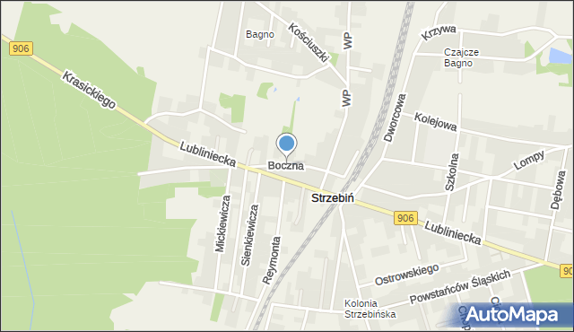 Strzebiń, Boczna, mapa Strzebiń