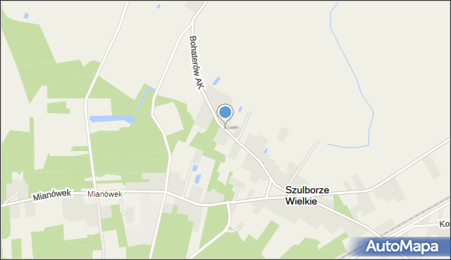 Szulborze Wielkie, Bohaterów AK, mapa Szulborze Wielkie