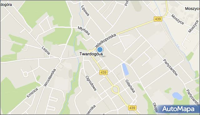 Twardogóra, Bolesława Krzywoustego, mapa Twardogóra