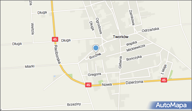 Tworków, Boczna, mapa Tworków