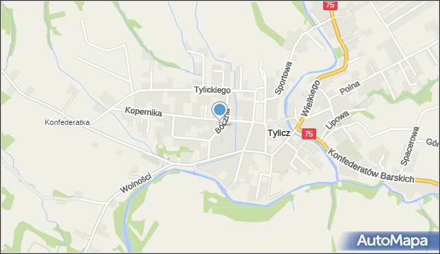 Tylicz, Boczna, mapa Tylicz