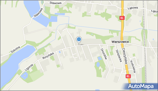 Warszowice, Boryńska, mapa Warszowice