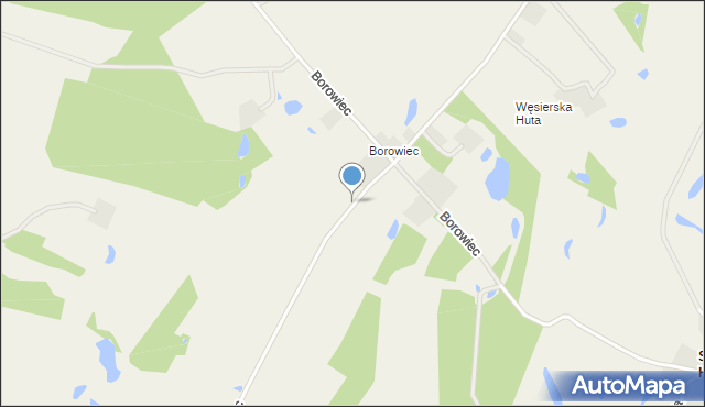 Węsiory, Borowiec, mapa Węsiory